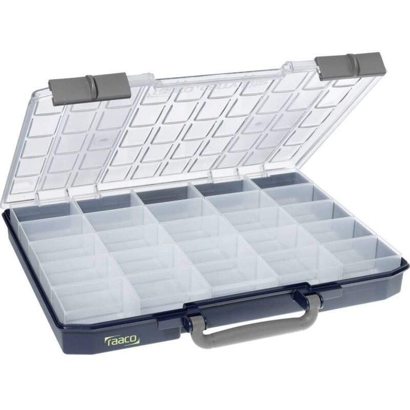 raaco CarryLite 55 5x10-25/1 Coffret de rangement (l x H x P) 413 x 57 x 330 mm Nombre de compartiments: 25 séparations