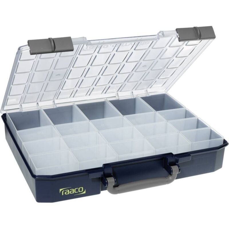 raaco CarryLite 80 5x10-20 Coffret de rangement (l x H x P) 413 x 79 x 330 mm Nombre de compartiments: 20 Contenu 1 pc(