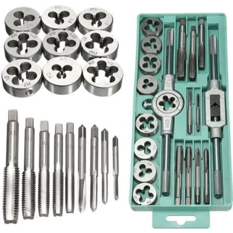 Coffret de taraudage - ZJCHAO - Jeu de tarauds et filières 20pc Set M3 à M12 - Acier doux et aluminium
