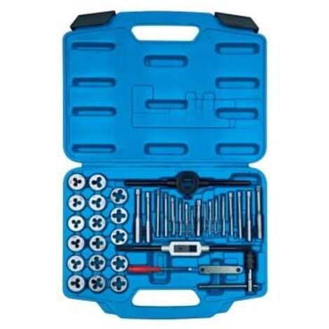 Coffret de tarauds et filières 39 pièces – Acier à haute teneur en carbone SK5 – Pour filetage en pouces – Dimensions porte-filières 25mm – King Tony