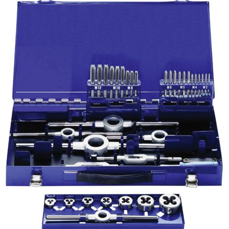 Coffret de tarauds et filières M3 - M12, 37 pcs. Eventus by Exact 10734 métrique M3, M4, M5, M6, M8, M10, M12 37 pièces