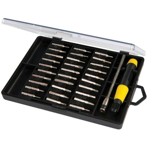 Coffret de tournevis de précision 32 pcs – 7 embouts plats, 4 cruciformes, 9 torx, 8 allen – Rallonge incluse – Coffret plastique dur – Turbocar