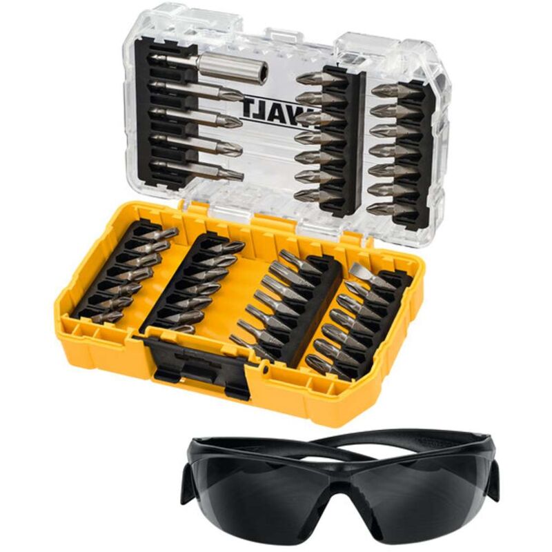 Coffret de vissage 47 pièces avec lunettes de protéction teintées Dewalt DT70703 QZ
