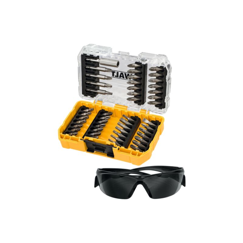 Dewalt - Accessoires - Jeu d'accessoires de vissage de 47 pièces, lunettes de travail DT70703