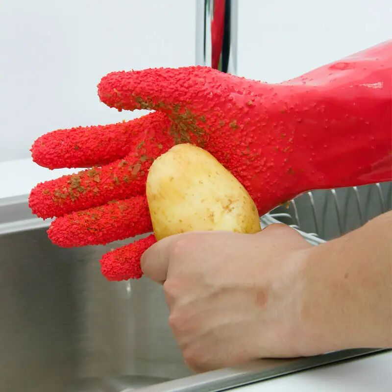 Fortuneville - 1 paire de gants de gommage de pommes de terre imperméables à pelage rapide outil de nettoyage de légumes