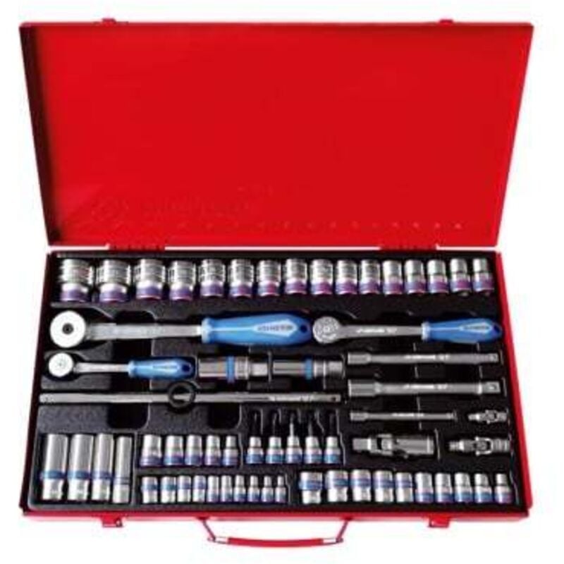 King Tony - Coffret douilles 1/4 + 3/8 + 1/2 62 pièces