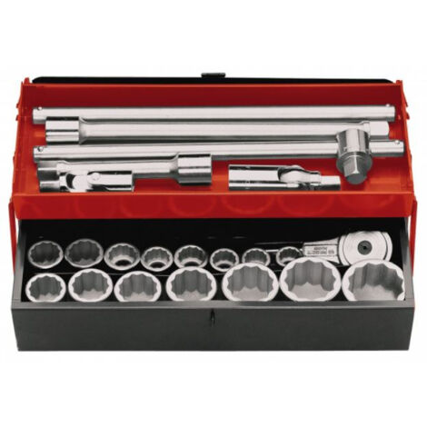Coffret De Douilles Métriques King Tony 1/2'' - 24 Pièces (douilles 10-32 Mm, Cliquet, Poignées, Rallonge) - Pour Travaux Mécaniques