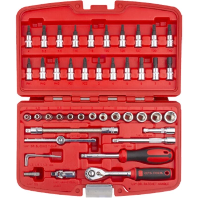 Coffret douilles à 6 pans et accessoires 1/4 46 pièces Cetaform