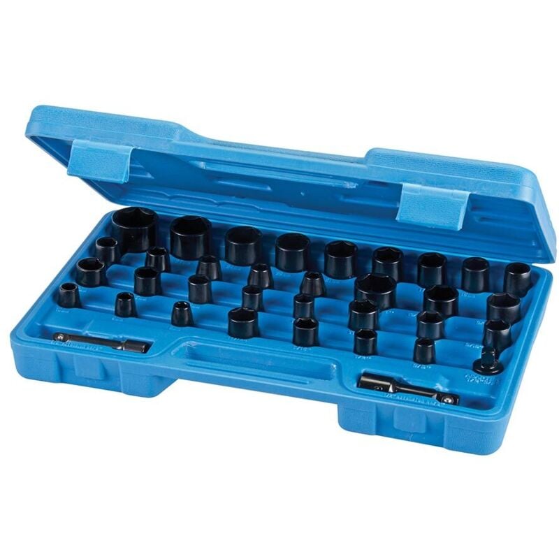 Silverline - Coffret douilles a choc metriques + pouces 35 pces