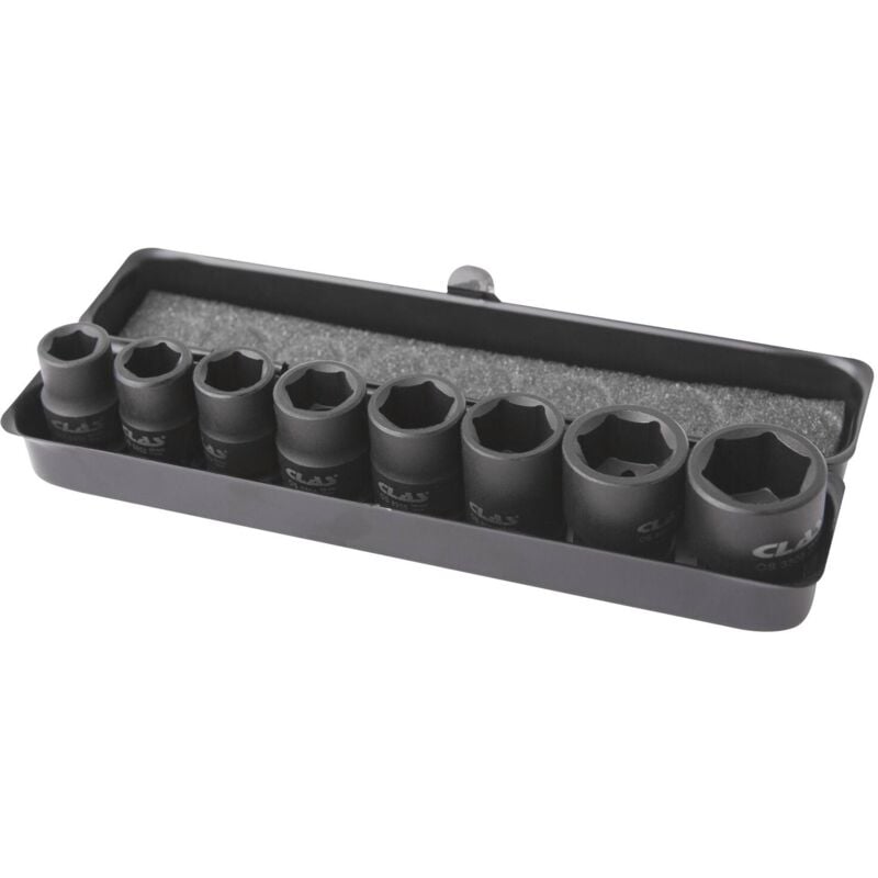 Coffret 8 douilles choc 10-19mm 3/8' din iso 2725-3 Cr-Mo - os 3300 Clas Equipements