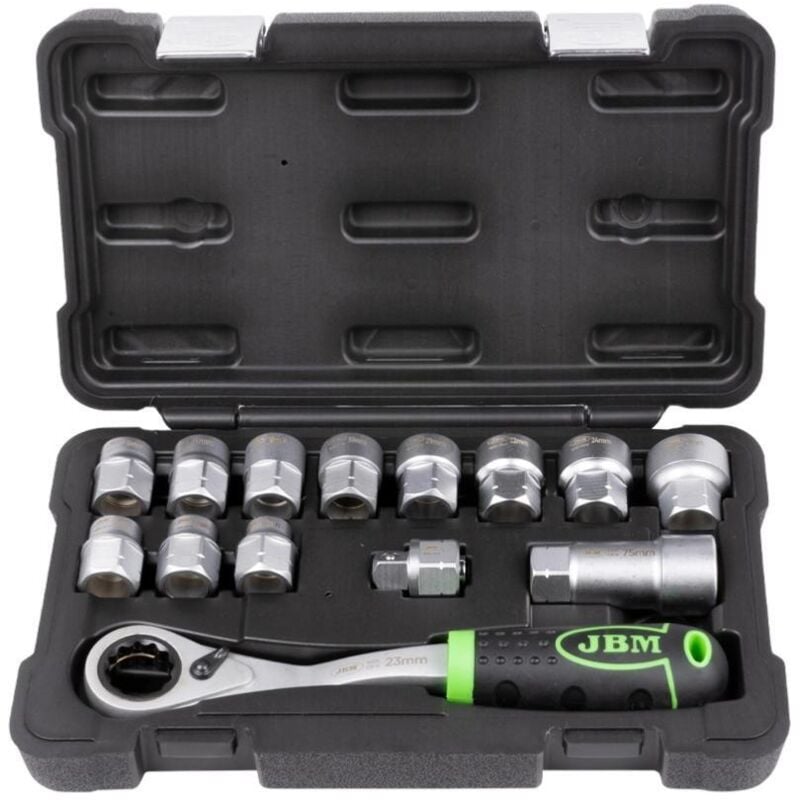 JBM - Coffret douilles debouchees traversantes 1/2 - 13 a 27 mm