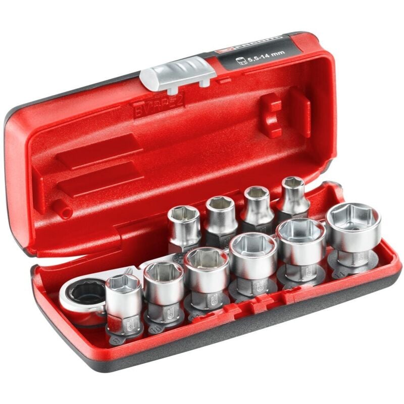 Coffret douilles 1/4'' hexagonales 6 pans métriques - 11 pièces - Facom