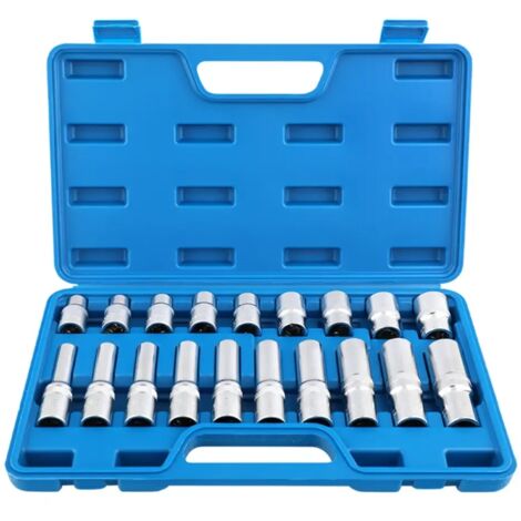 Coffret douilles Torx 19 pièces embouts E12 E14 clés à douille longues hexagonales outils mécanique automobile 1 pièce Bleu
