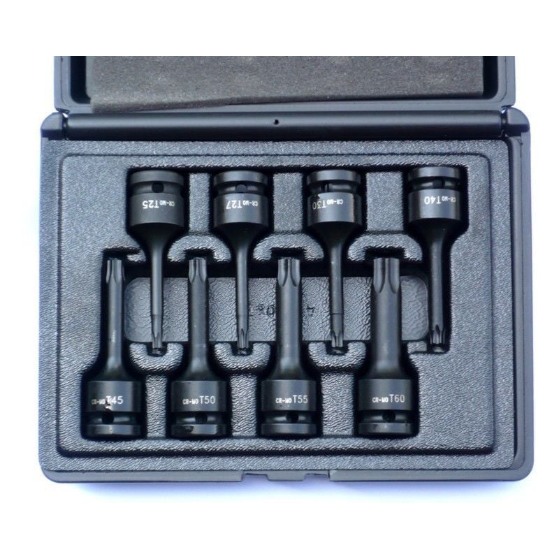 Coffret 8 douilles embouts impact torx males a choc carre 1/2
