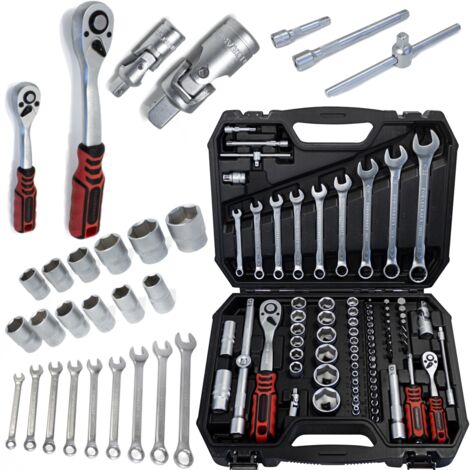 Coffret d'outils, clés, douilles, embouts, 82 pièces, mallette