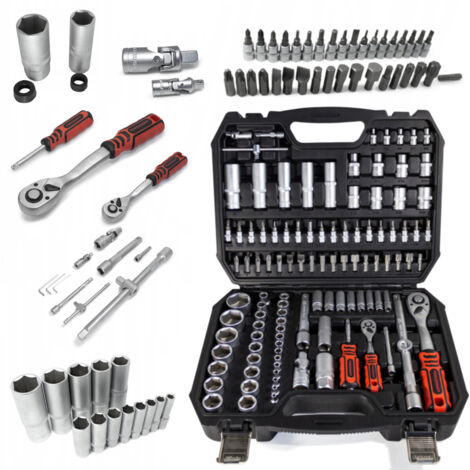 Coffret d'outils comprenant 108 clés à douille dans une valise