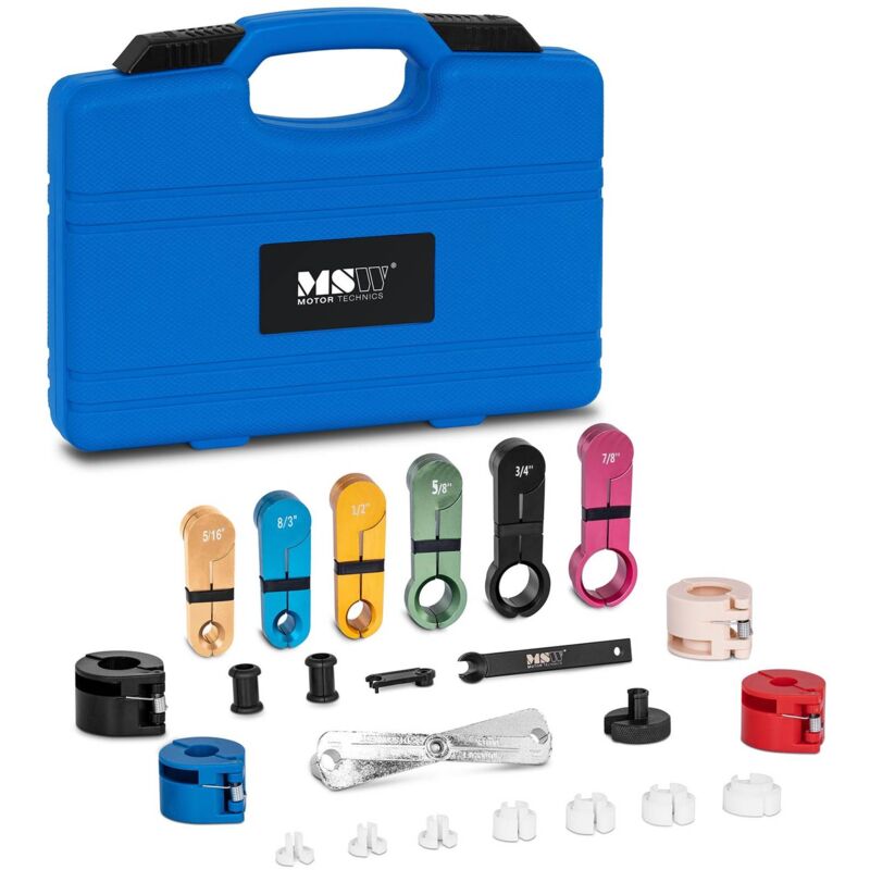 MSW - Coffret d'Outils Démonte-Raccord Climatisation Accessoires Démontage 23 Pièces - Bleu