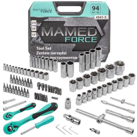 Coffret d'outils, douilles, embouts, mallette, 94 pièces