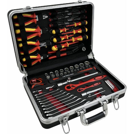 FAMEX 414-20 Boîte à outils en aluminium - Malette à outils complète -  Valise à Outils de