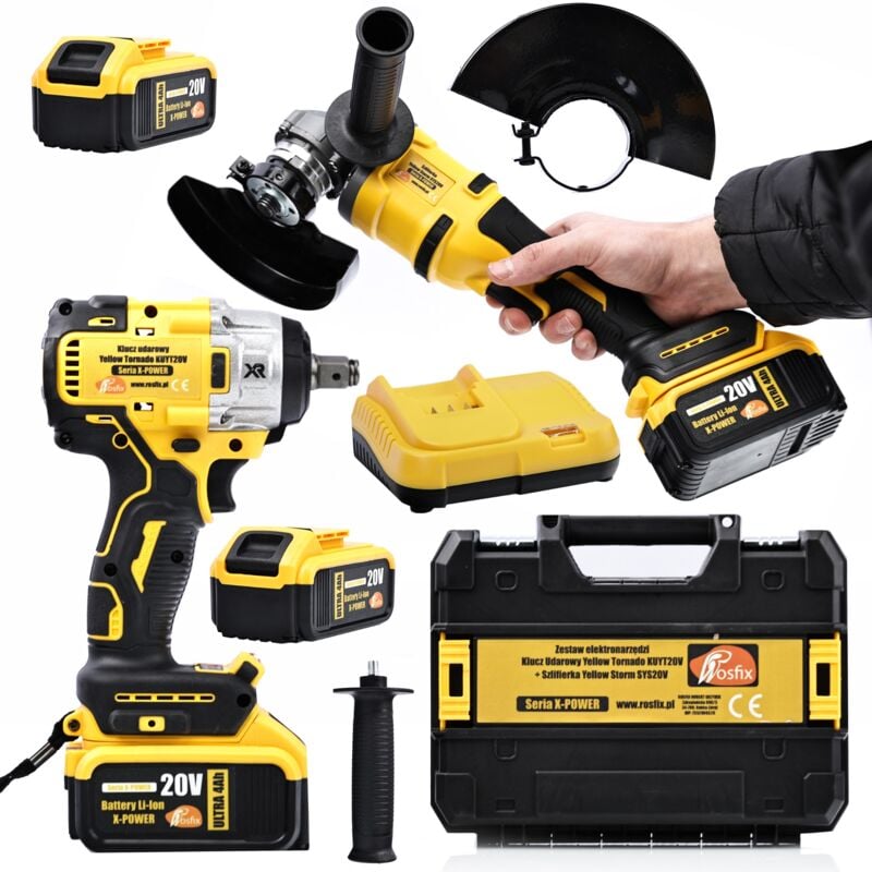 Set di utensili elettrici Avvitatore a percussione Yellow Tornado KUYT20V + Smerigliatrice Yellow Storm SYS20V, serie X-POWER
