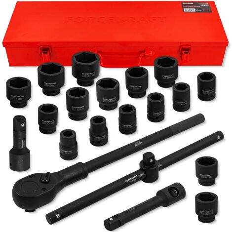 Coffret d'outils ForceKraft : clés à douille à chocs 3/4" (21 pièces)