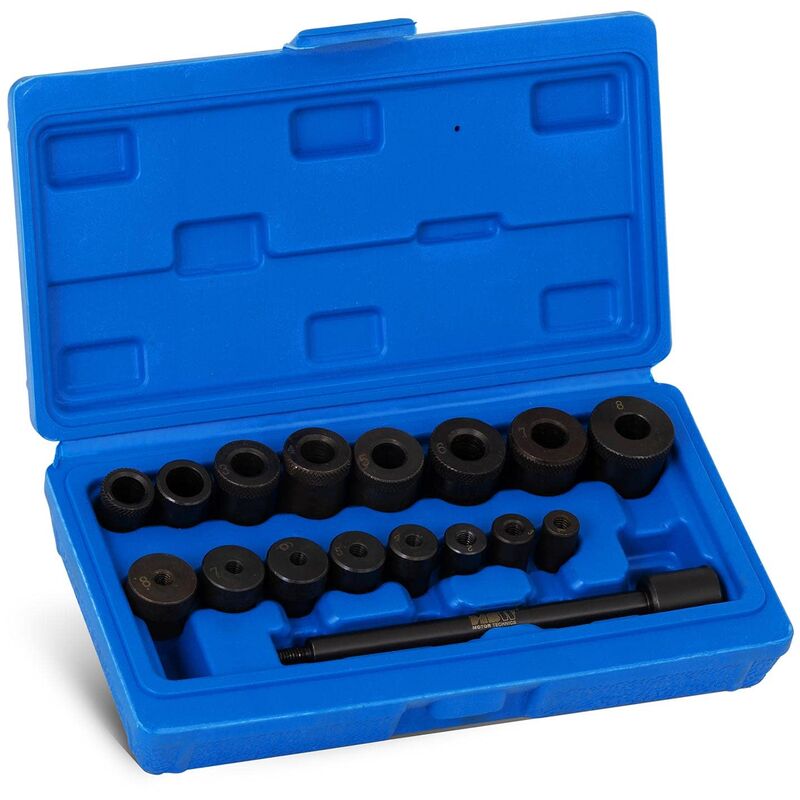 Coffret d'outils pour embrayage outil de centrage d'embrayage centreur d'embrayage (17 pièces, 8 adaptateurs pour disques d'embrayage, 8 adaptateurs