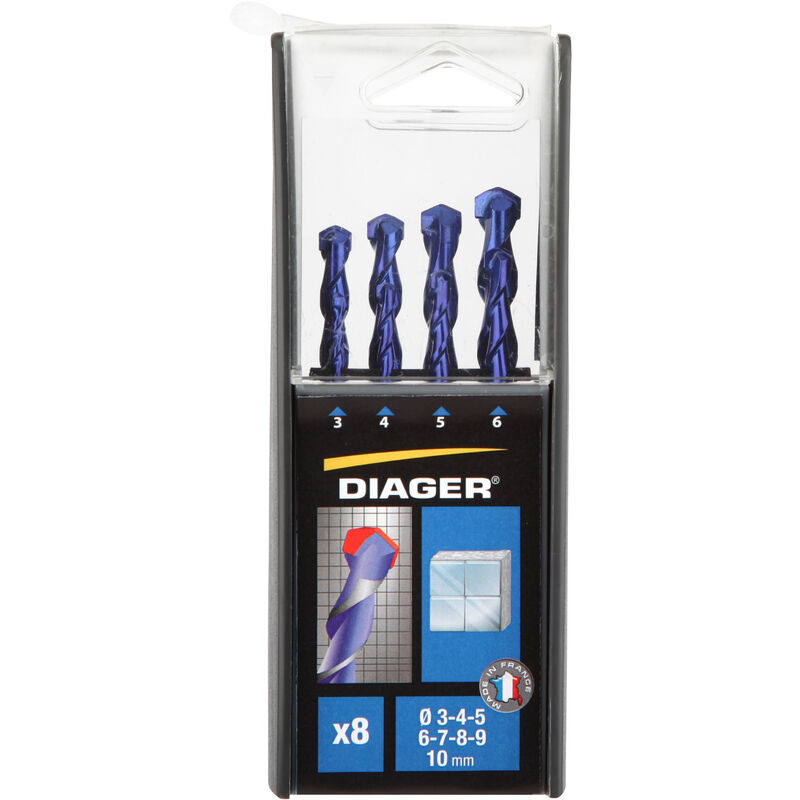 Diager - Coffret 8 forets ceramik attachement cylindrique - 239B