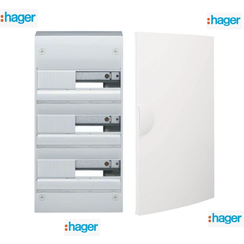 Coffret électrique 39 Modules - 3 Rangées de 13 modules Hager GD313D + Porte Opaque GP313P