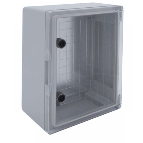 EM DISTRIBUTION Coffret électrique ABS 400x300x195 étanche IP65 - Porte transparente - avec plaque de fond