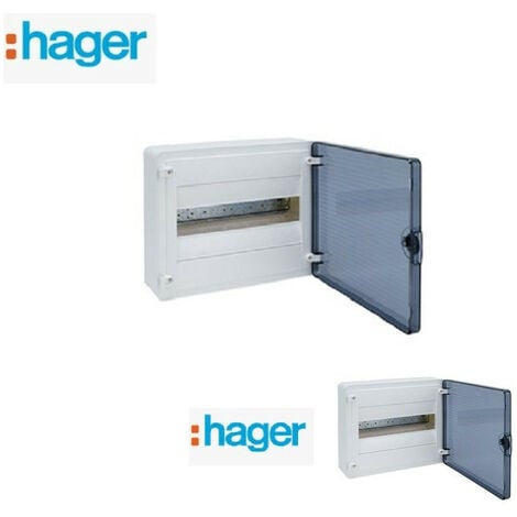 Coffret électrique Apparent 12 modules 1 rangée + porte Transparente Hager VS112T