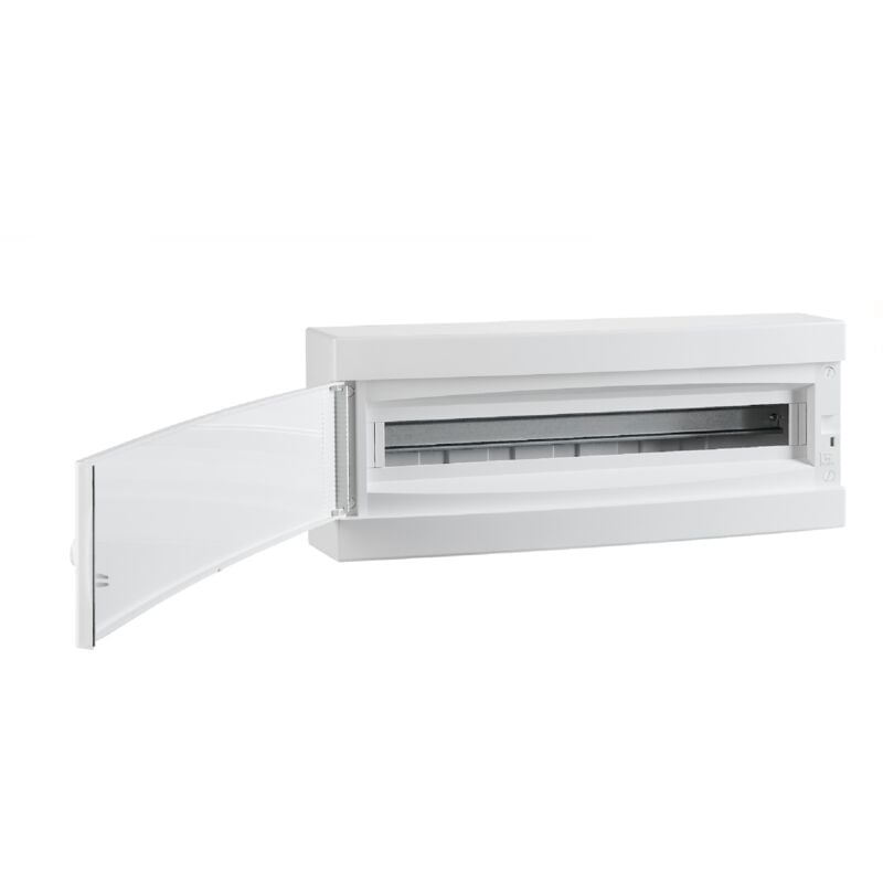 Coffret électrique Apparent 24 modules 1 rangée ( 1 x24 m ) avec porte Opaque Blanc avec borniers de terre