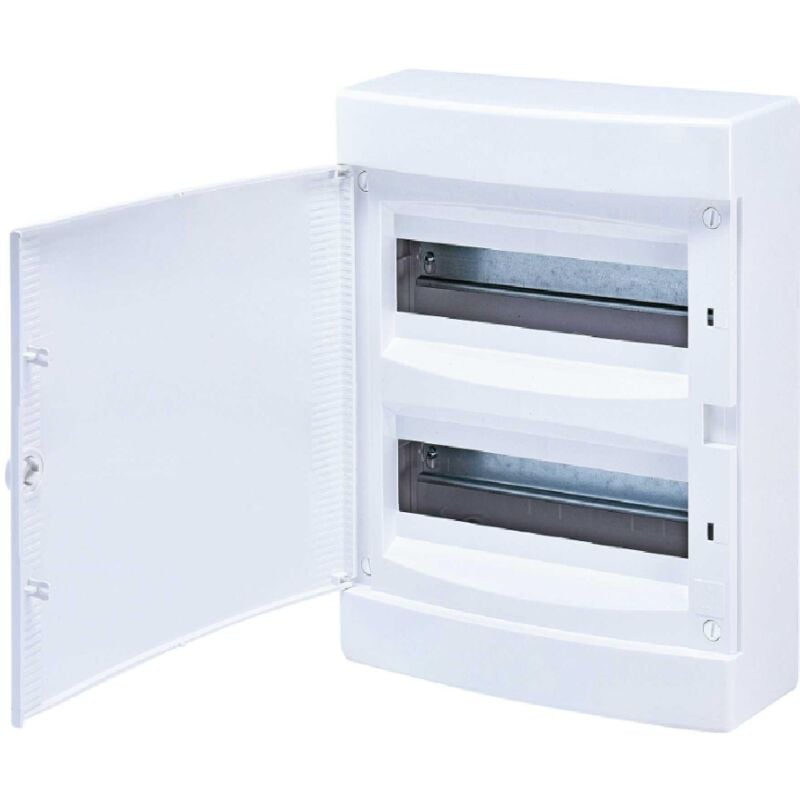Coffret électrique apparent 24 modules 2 rangées avec porte pleine couleur Blanc