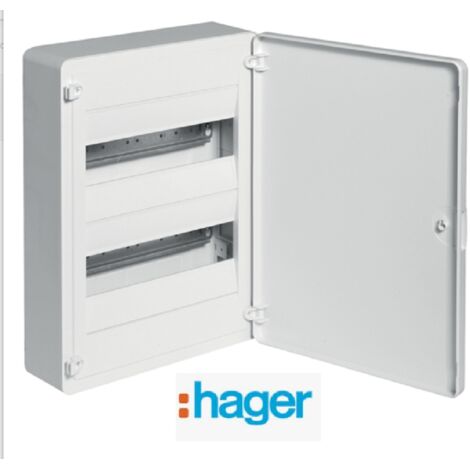 Coffret électrique Apparent 24 modules 2 rangées - Porte Blanche et Borniers Hager VS212