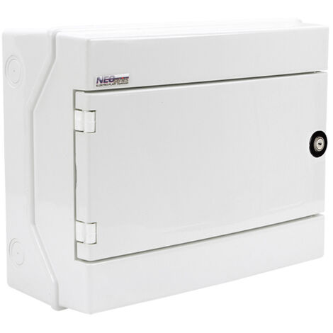 Coffret électrique en saillie porte blanche serrure étanche 12 modules (1 x 12) IP65 NEO Elektroplast
