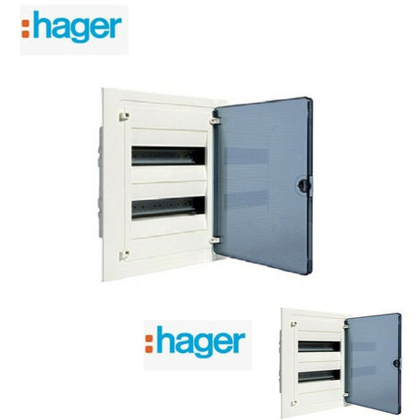 Coffret électrique encastré 24 modules 2 rangées + porte Transparente Hager VF212T