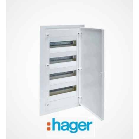 Coffret électrique encastré 48 modules 4 rangées + porte pleine couleur blanc Hager VF412P