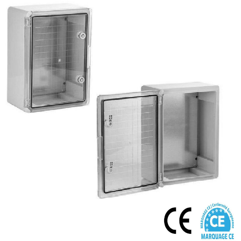 AR - Coffret électrique étanche porte translucide 400 x 300 x 170 mm IP65 avec plaque de fond