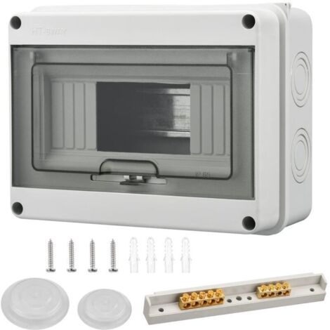 Coffret Electrique Etanche Exterieur 8 Modules, Tableau Electrique, IP65 ABS Toitier Electrique, Boite Electrique Etanche avec Accessoires, pour Jardin, Usine, Mur (8 Modules)