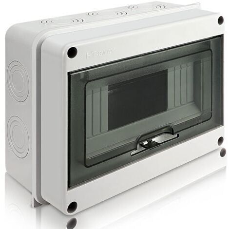 Coffret électrique étanche extérieur avec boîte à fusibles 8 modules et porte transparente verrouillable IP65 IK08