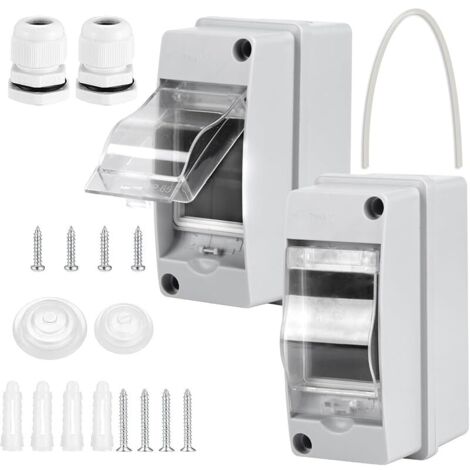 Coffret Electrique Etanche Exterieur IP65, Boite de Boitier Etanche Electrique, Boitier de Jonction, Armoire de Contrôle de Surface en Plastique (2 pièces 2 voies)