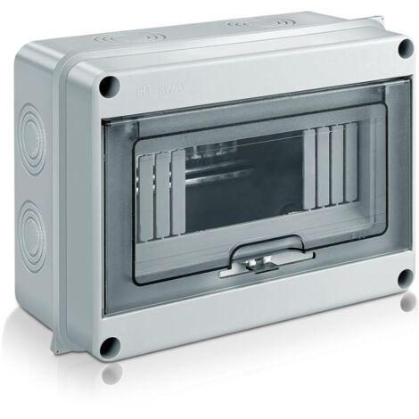 Coffret Electrique Etanche Exterieur, IP65 Boîtier de Distribution en Saillie 8 Modules avec Terminaux, ABS de Surface en Plastique pour une Utilisation à l'extérieur (8 MODULE)