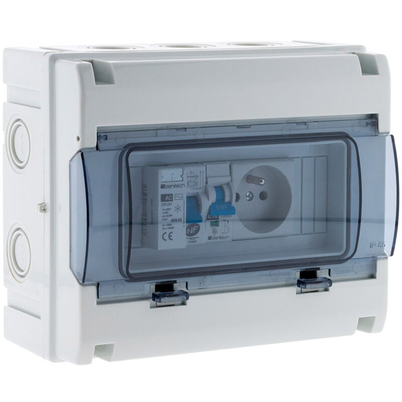 Zenitech - Coffret électrique étanche IP65 8 modules équipé + accessoires