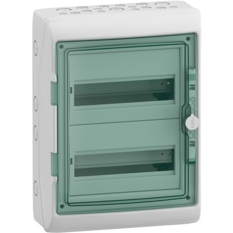 Schneider Electric – Coffret électrique étanche 24 modules – 2 rangées IP65 – Montage saillie – Résistance chocs IK09 – ABS auto-extinguible gris