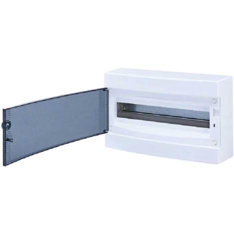 Coffret électrique nu 18 modules – 1 rangée – Indice de protection IP40 – Porte translucide réversible – Barrette de terre incluse