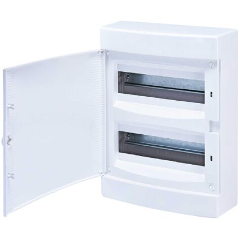 Coffret électrique nu 24 modules – 2 rangées – IP40 – Auto-extinguible – Montage en saillie – Porte pleine couleur blanche