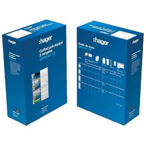 Coffret électrique pré-équipé 2 rangées – Tableau encastrable – Installation rapide pour circuits électriques – Hager Gamma+