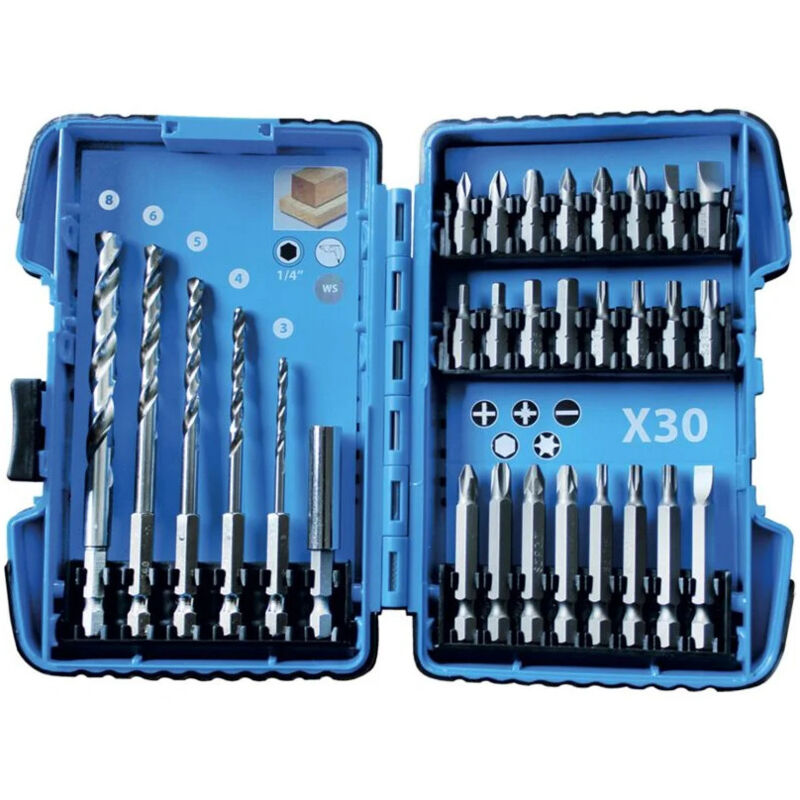 Leman - Coffret embouts et forets bois 1/4' 30 pièces