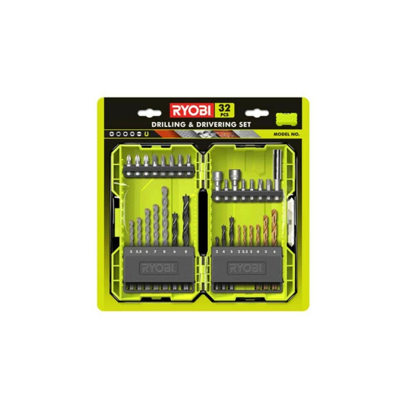 Coffret empilable de 32 accessoires mixte perçage - vissage - boulonnage RAK32DDMIX - Ryobi