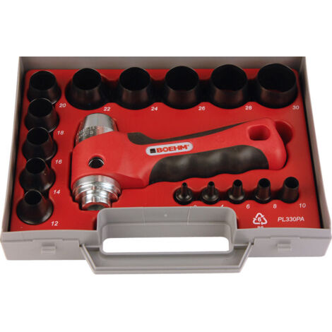 Coffret d'emporte-pièces 3 à 30 mm – Découpe précise de joints – Poignée mandrin haute résistance – Coffret en polypropylène résistant – Boehm