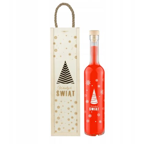 Coffret en bois + bouteille FUTURA 0,5 l avec motif sapin de Noël